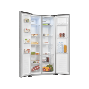 EXQUISIT SBS46-010F inoxlook Kühlgefrierkombination (289,13 kWh/Jahr, F, 1780 mm hoch, Edelstahloptik)