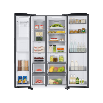 SAMSUNG RH68B8821B1/EG Side-by-Side (E, 1780 mm hoch, Premium Black Steel/Urban Silver)