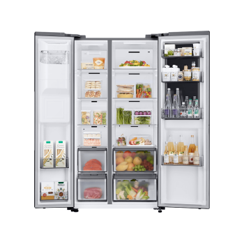 SAMSUNG RH68B8821B1/EG Side-by-Side (E, 1780 mm hoch, Premium Black Steel/Urban Silver)