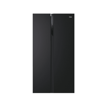 HAIER HSR3918ENPB Kühl-Gefrierkombination Side by Side (317 kWh/Jahr, E, 177,5 cm hoch, Schwarz)