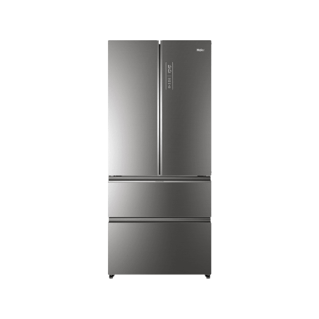 HAIER HB18FGSAAA French Door (E, 1900 mm hoch, Design-Glasfront in Silber)