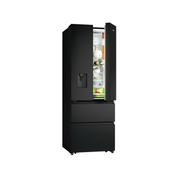 HISENSE RF632N4WFE French Door (295 kWh/Jahr, E, 2000 mm hoch, Schwarz)