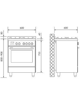 DELONGHI Range Cooker 60 cm breit - Induktionskochfeld Standherd (EEK A, Induktionskochfeld)