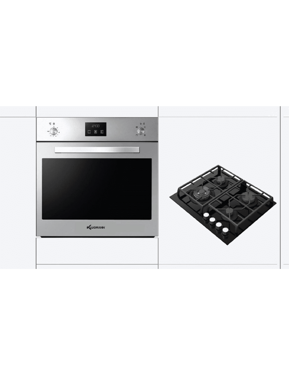 KLUGMANN KGO600.5GFX + KT6000B5, Einbauherdset (Vitroceramic Gaskochfeld, A+, 60 Liter)