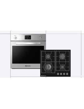 KLUGMANN KGO600.5GFX + KT6000B5, Einbauherdset (Vitroceramic Gaskochfeld, A+, 60 Liter)